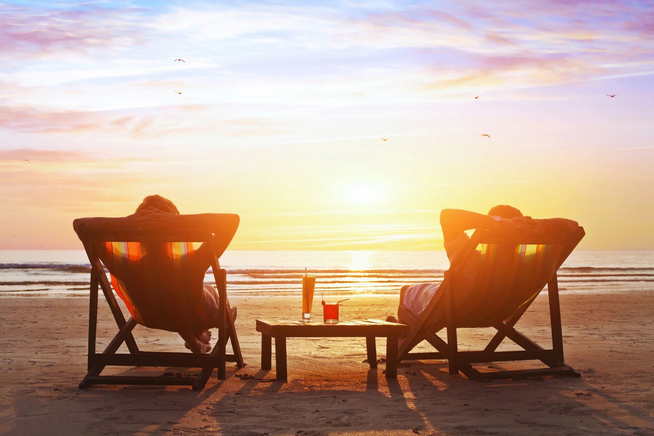 Relaxing on a beach