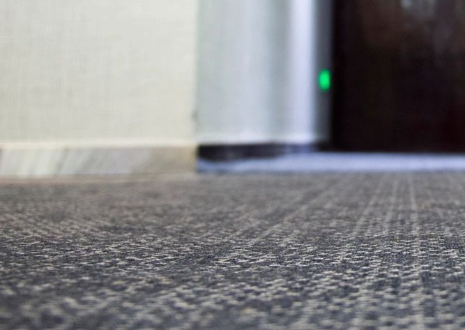 Commercial carpet cleaning with restored appearance and clean high-traffic areas in office setting