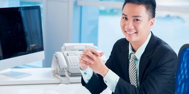 Office worker smiling