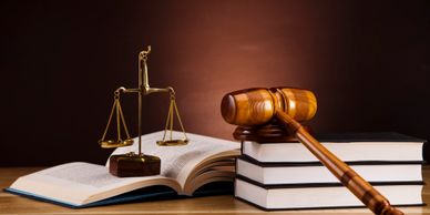 Scales of Justice with books and gavel