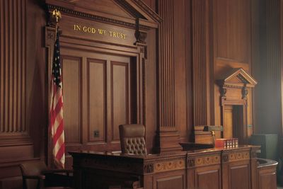 Inside view of a traditional courtroom.