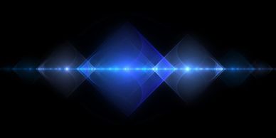 Blue digital wave pattern glowing against a black background.