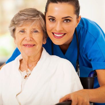 Peconic Senior Care companion and happy elderly client