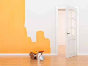 wall painted with orange colour