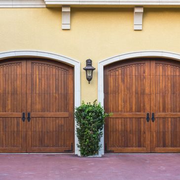 Closeup view of two brown color gates