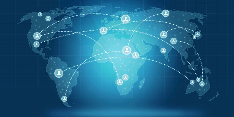 Blue digital world map