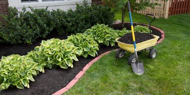 fresh mulch in a front planter bed