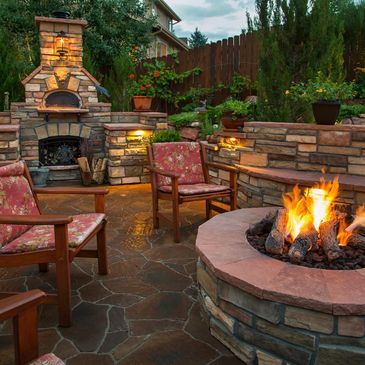 Landscape Lighting and Firepit