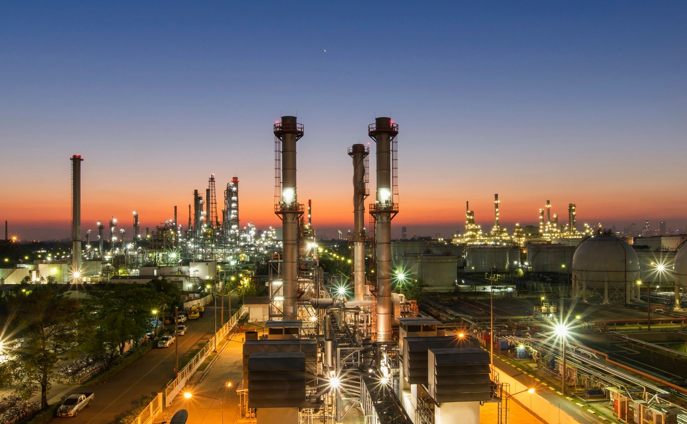 Night view of process plant