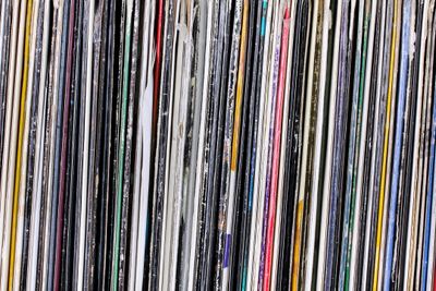 records on a shelf