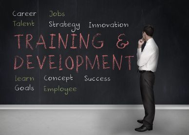 Training and Development written on chalkboard