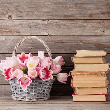 Flowers and books