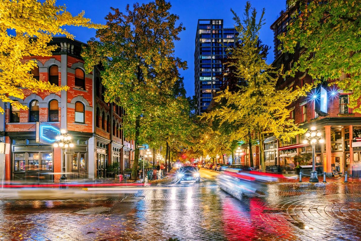 Downtown street at night