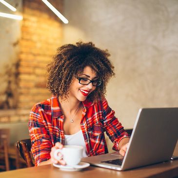 A woman using a laptop