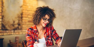 Woman working on computer