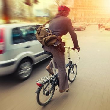 Riding ligth weight electric bike on road