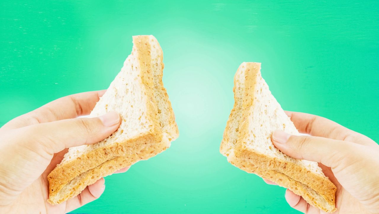 Two sliced bread sandwiches