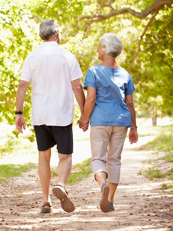 senior couple walking 
