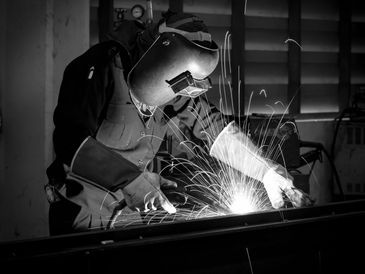 Welder is arc welding