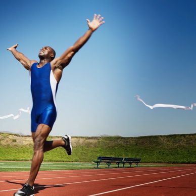 Man running on the track