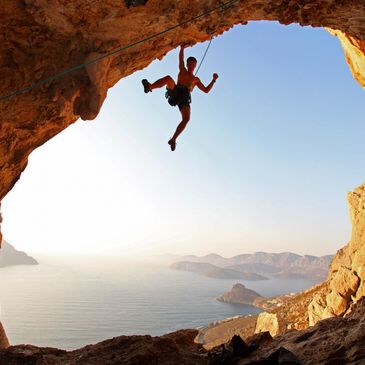 active man rock climbing athlete