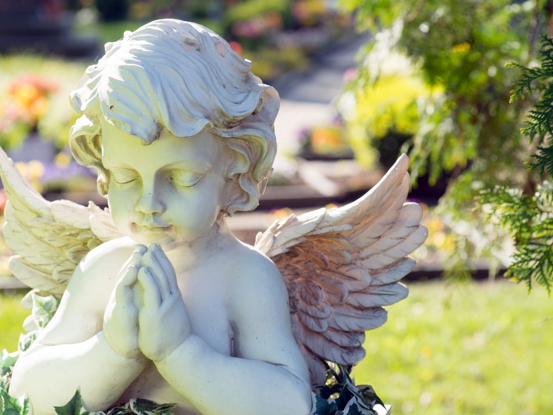 Close up of stone angel