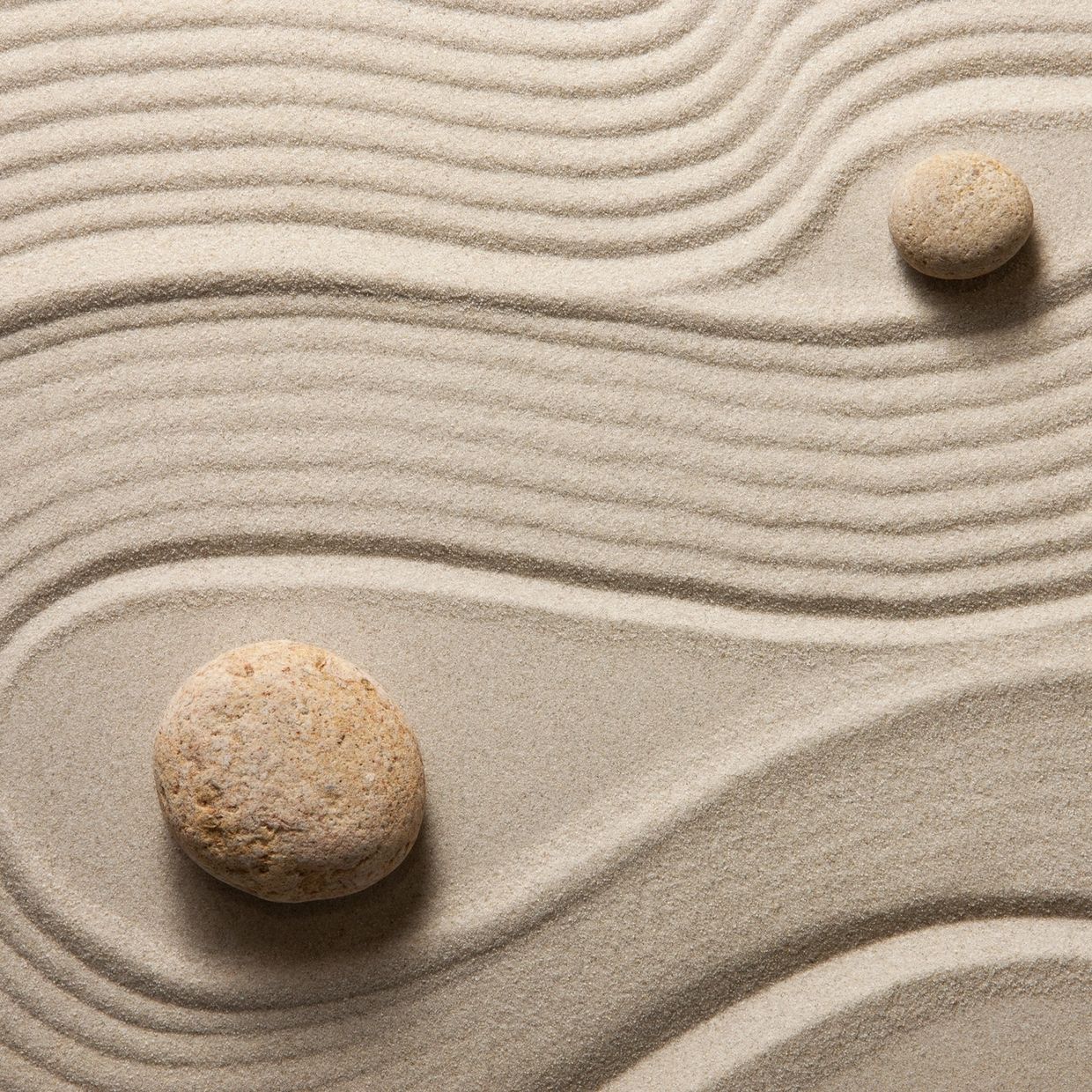 Zen sand maze with rocks for calming the spirit