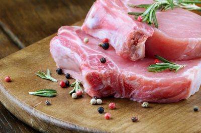 Two Pieces of Raw Pork With Spices