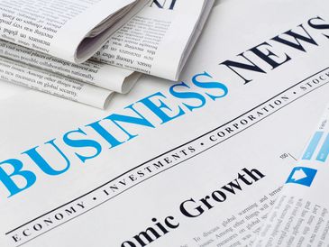 Close-up of business section in a newspaper.