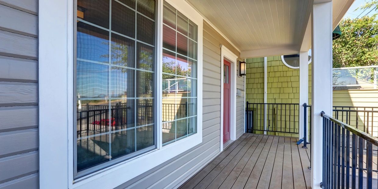 Clean windows on front porch