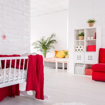 A white and red nursery