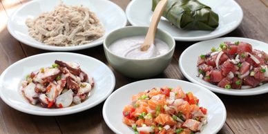 Costa Rican Foods including tamales, ceviche, and gallo pinto.