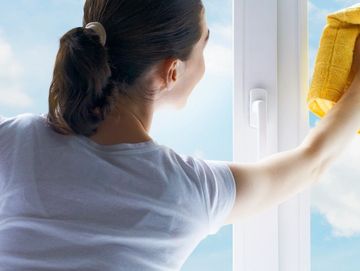 Clean Interior Windows and clear area of dust, dirt and debris.