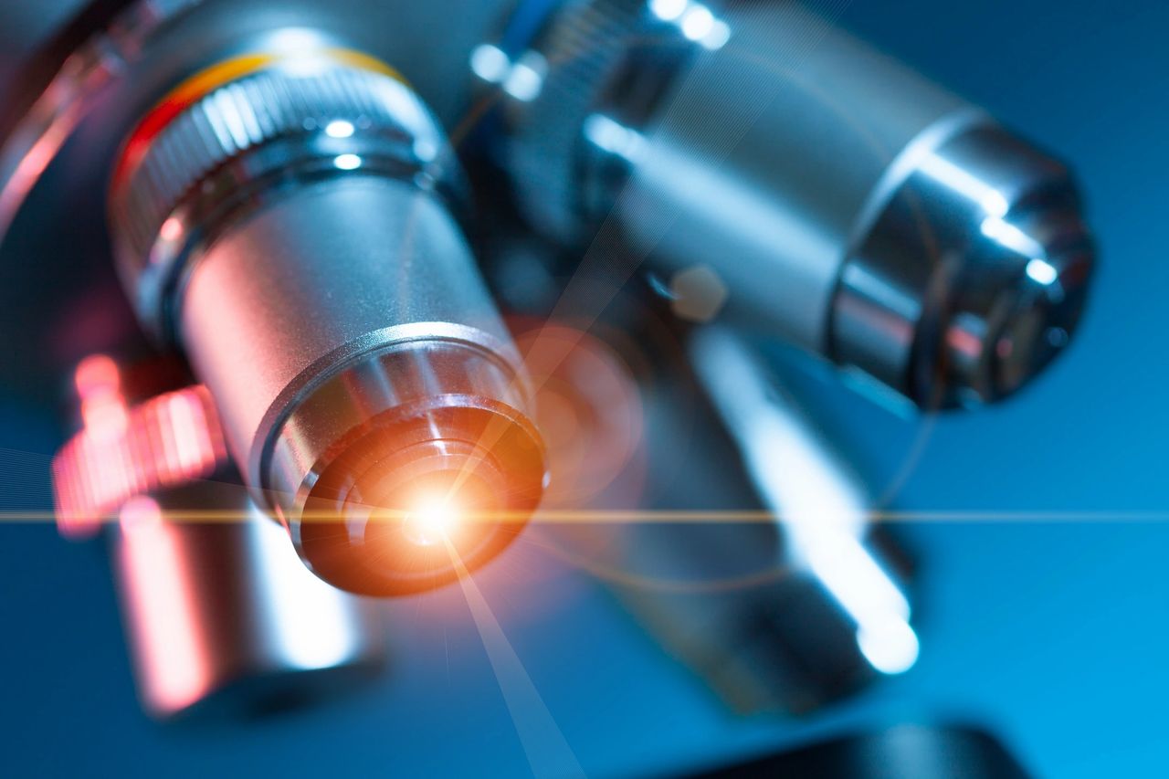 image of microscope representing AI in healthcare