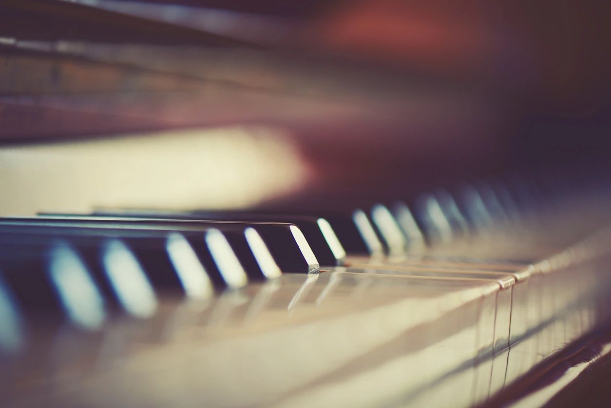 Piano keyboard close up