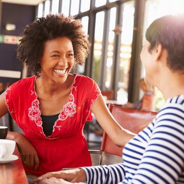 Two women talking and encouraging eath other