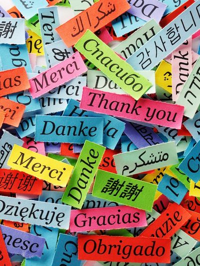 Colorful image of thank you written in multiple languages