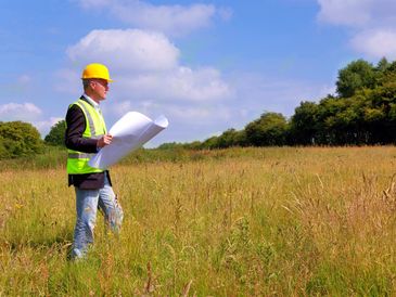 Engineer in open field