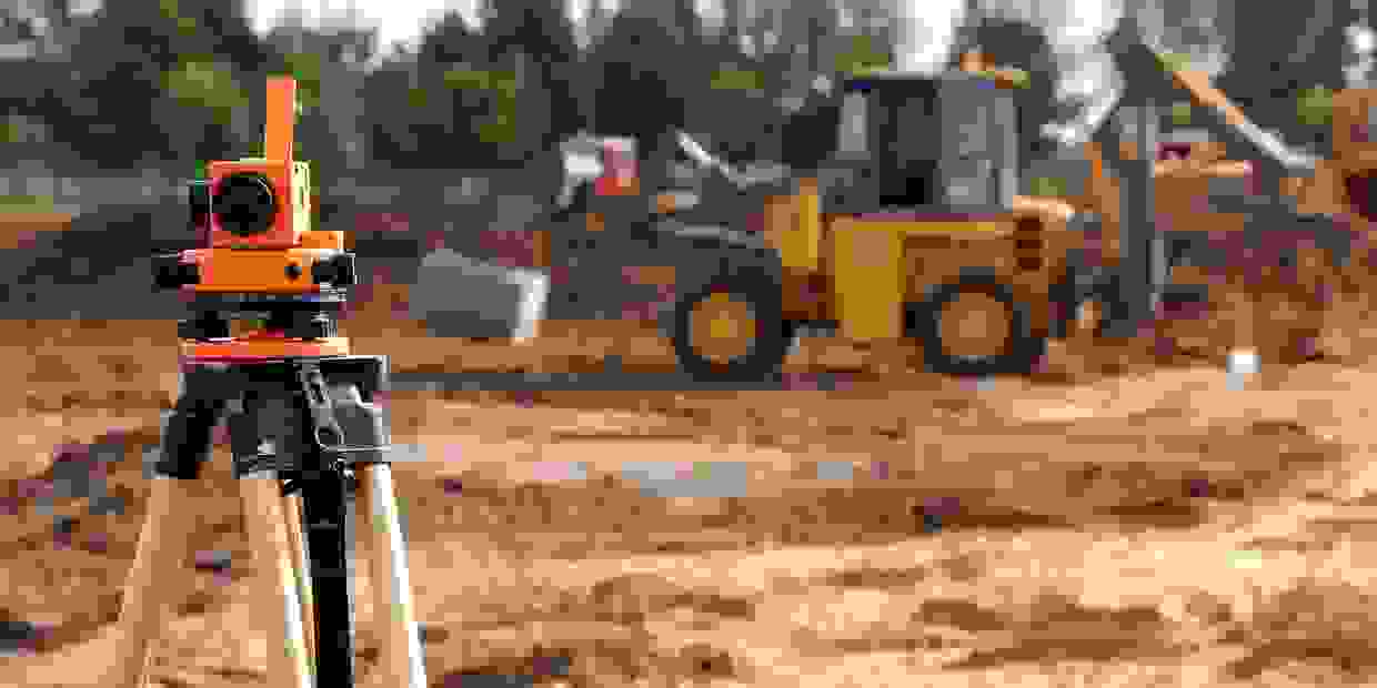 Land surveying construction site