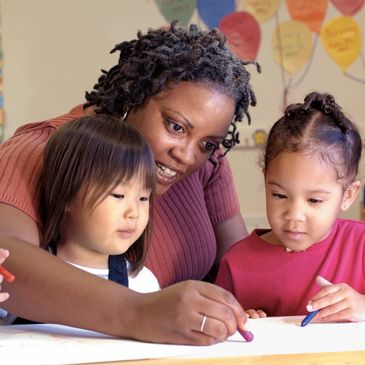 Children happily learning. 