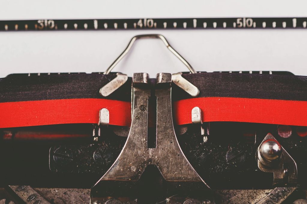 Close-up of a vintage typewriter ribbon.