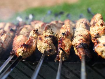 BBQ, chicken skewers