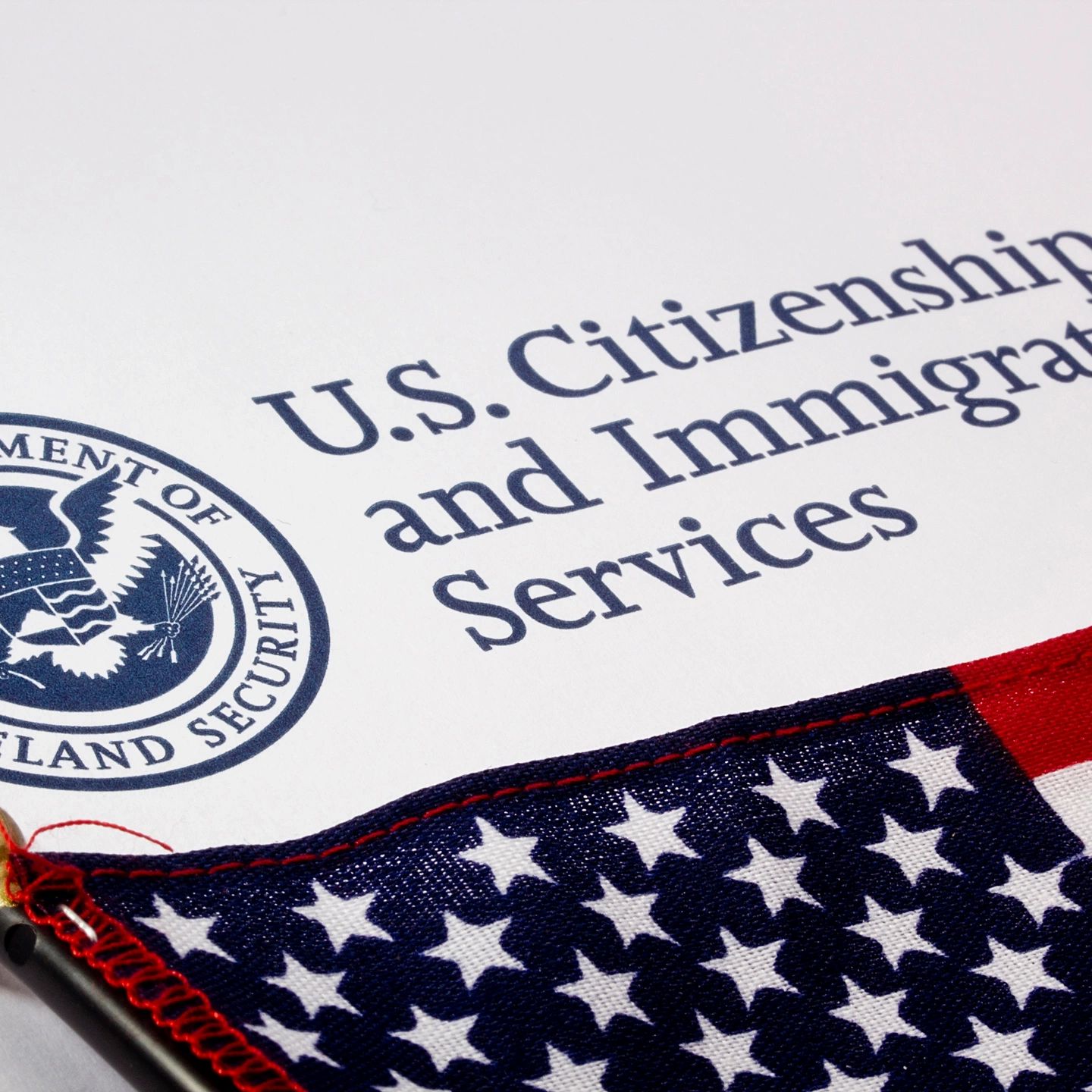 Document from U.S. Citizenship and Immigration Services with American flag.