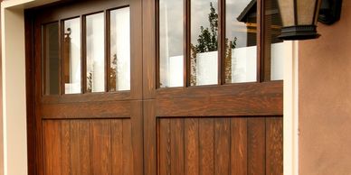 Refinished cedar garage doors