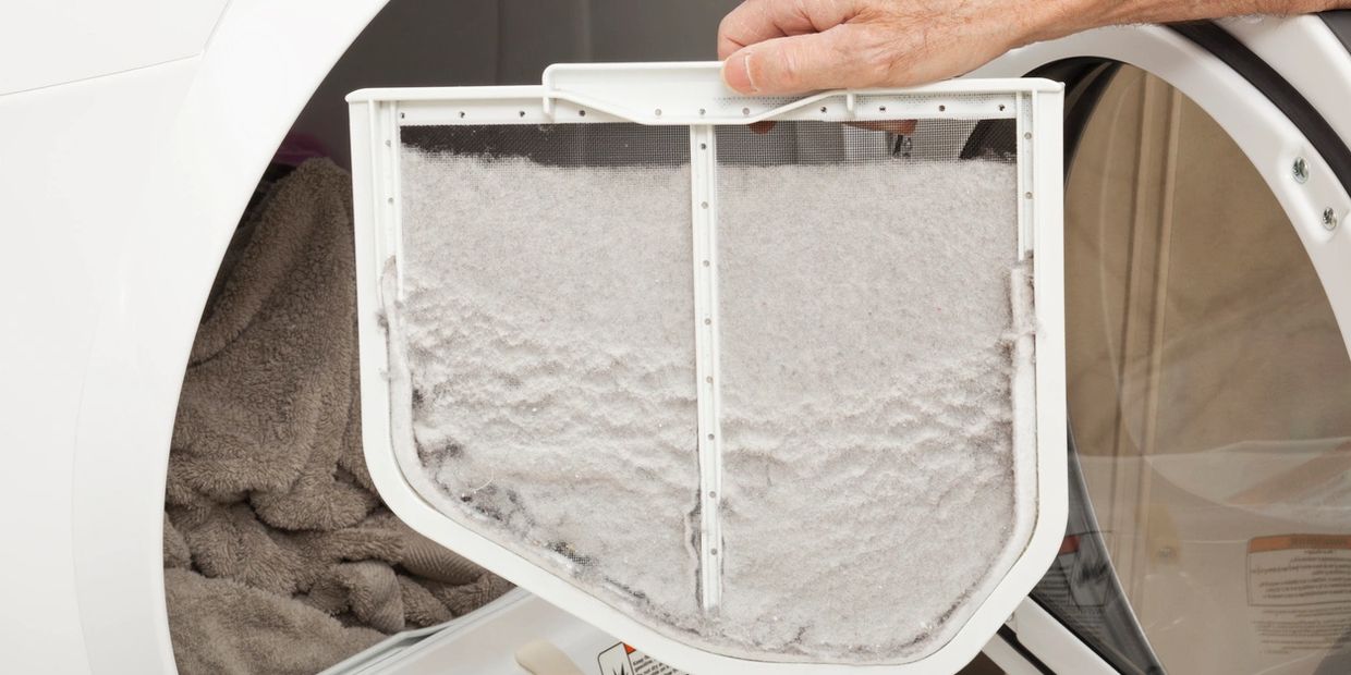 Dryer lint clogged dryer filter.