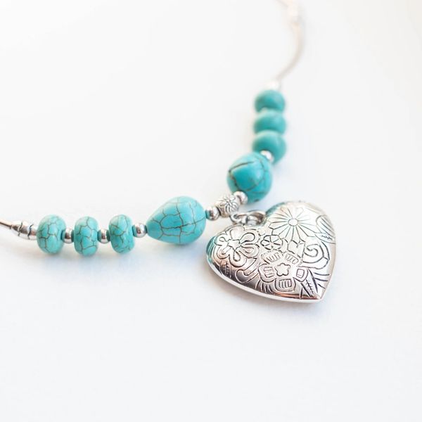 Hand made silver and turquoise necklace