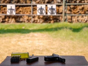 Target practice at outdoor firearm range
