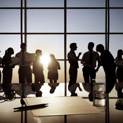 Business people chatting in a conference room