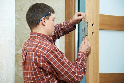 Mortice lock fitting in wooden door