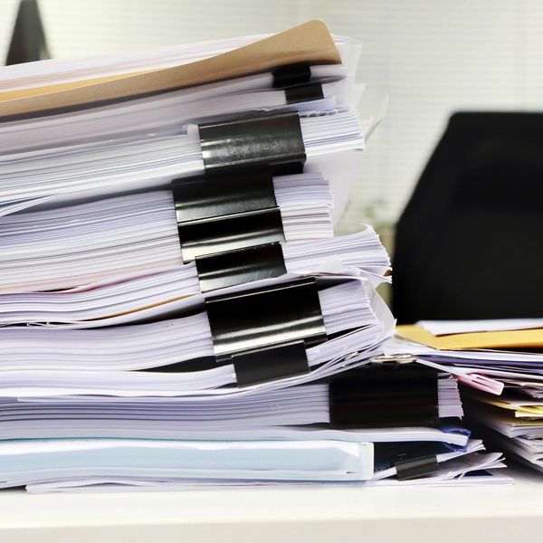 closeup shot of the pile of documents 